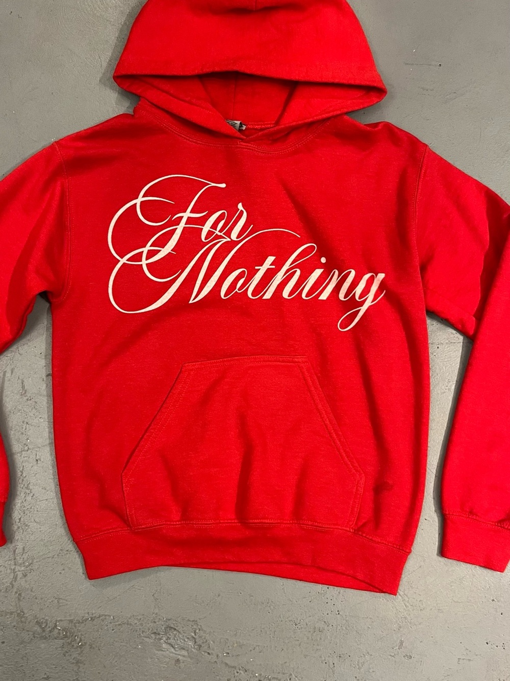 Red 'For Nothing' Script Pullover Hoodie - Picture 2 of 3